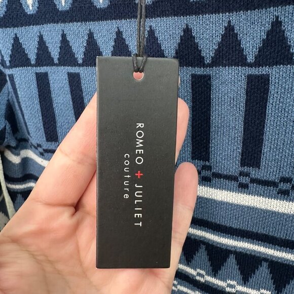 Romeo + Juliet Couture Blue Patterned Turtleneck Sweater Dress Womens Small NEW - Picture 3 of 7